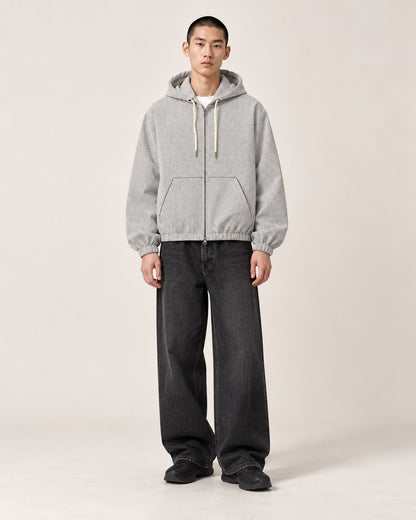 Brushed Check Hooded Zip-Up