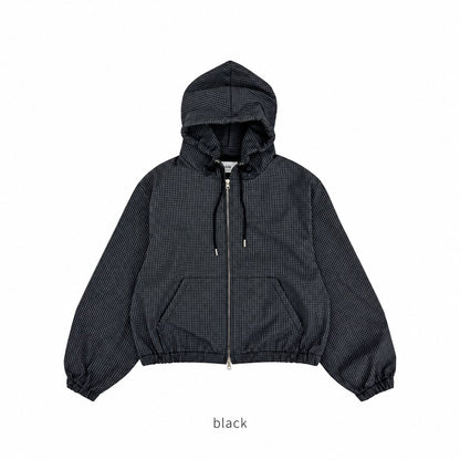Brushed Check Hooded Zip-Up