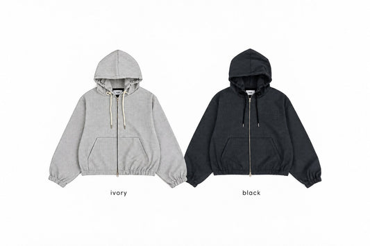Brushed Check Hooded Zip-Up