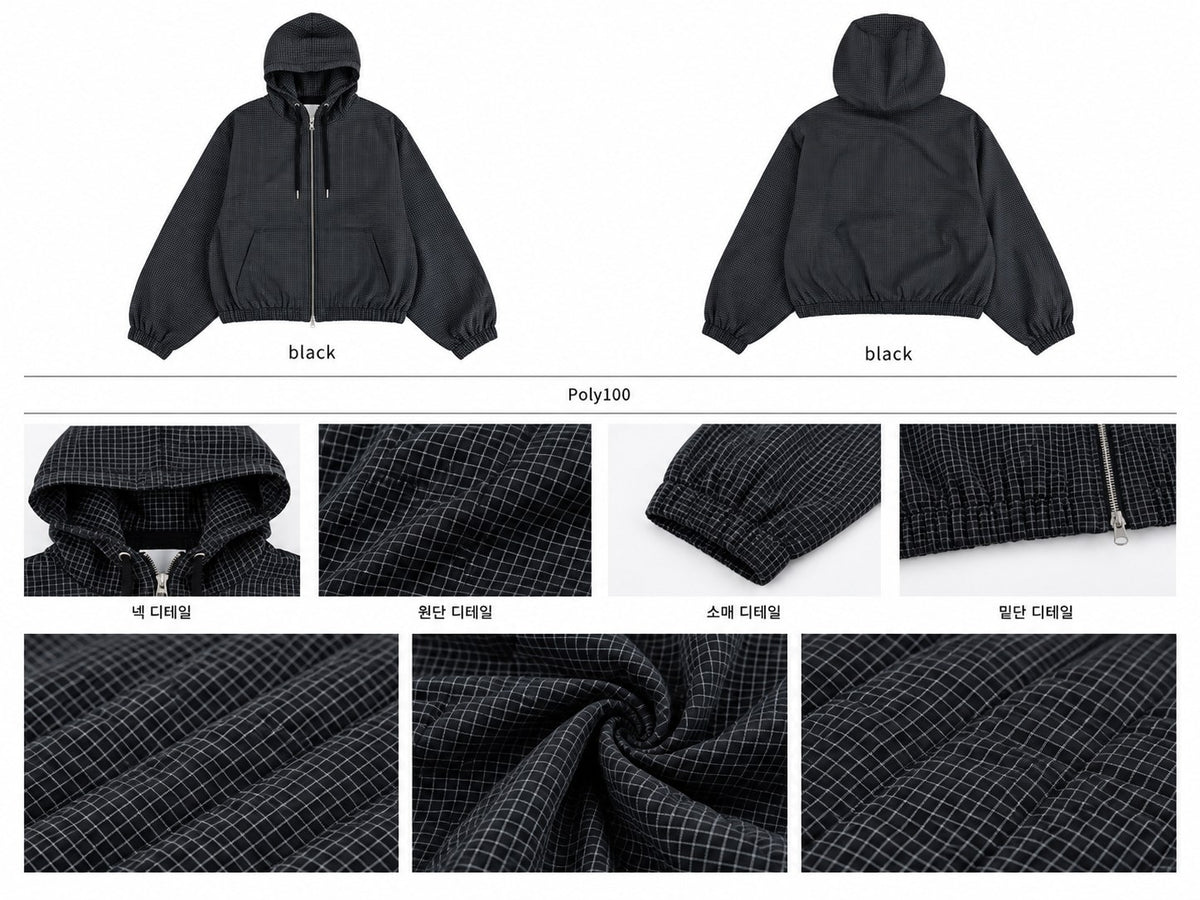 Brushed Check Hooded Zip-Up