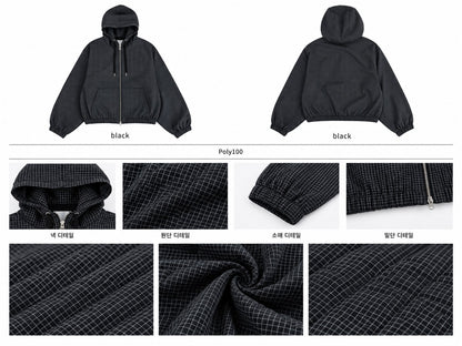 Brushed Check Hooded Zip-Up