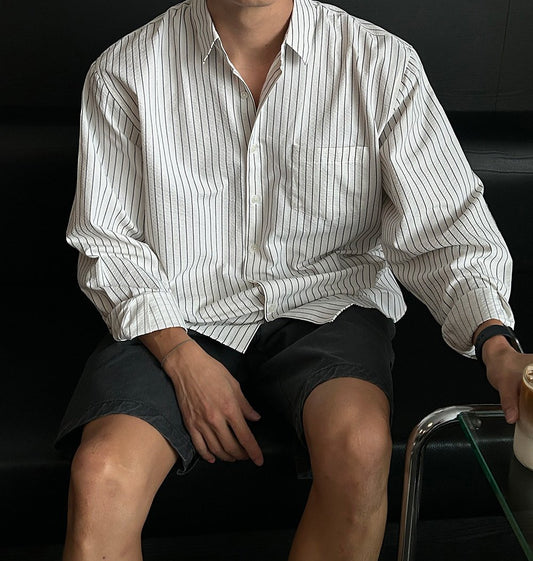 MAGNOLIA Air Seersucker Stripe Shirt(WHITE,BLUE,BEIGE) 商品画像1/15