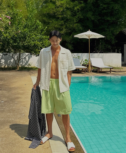 MAGNOLIA Air Texture Open Collar Shirt(BLACK,WHITE) 商品画像3/3