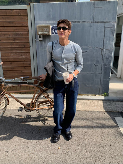 MAGNOLIA Airy Henley Long Sleeve Tee(BLACK,GRAY,WHITE) 商品画像7/26
