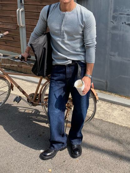 MAGNOLIA Airy Henley Long Sleeve Tee(BLACK,GRAY,WHITE) 商品画像9/26