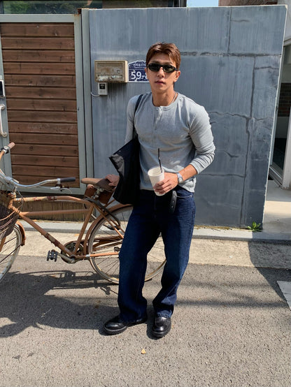 MAGNOLIA Airy Henley Long Sleeve Tee(BLACK,GRAY,WHITE) 商品画像10/26