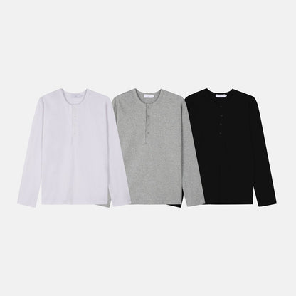 MAGNOLIA Airy Henley Long Sleeve Tee(BLACK,GRAY,WHITE) 商品画像17/26