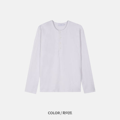 MAGNOLIA Airy Henley Long Sleeve Tee(BLACK,GRAY,WHITE) 商品画像23/26