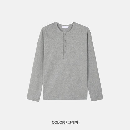 MAGNOLIA Airy Henley Long Sleeve Tee(BLACK,GRAY,WHITE) 商品画像24/26