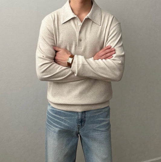MAGNOLIA Angora Button Collar Knit Tee(BEIGE,CHARCOAL) 商品画像2/19