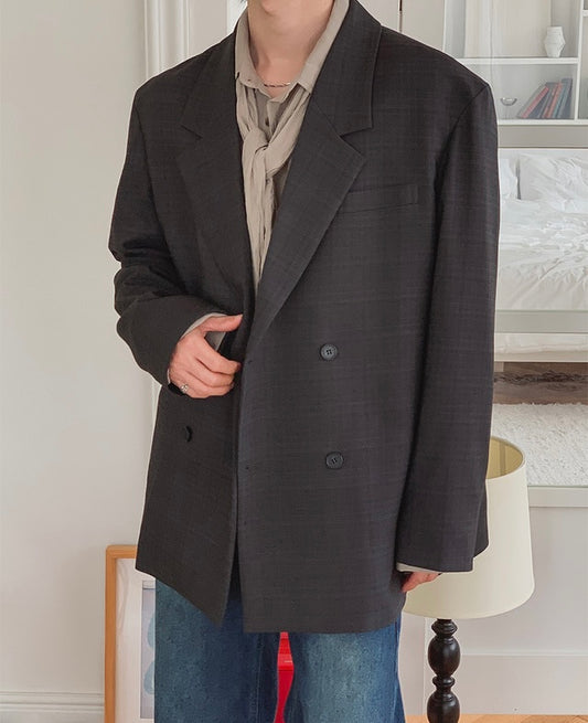 MAGNOLIA Autumn Check Double Jacket & Slacks Setup(CHARCOAL) 商品画像3/42