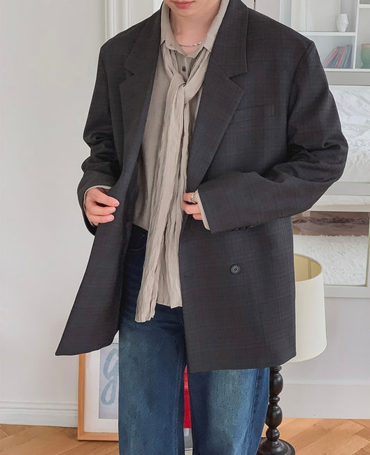 MAGNOLIA Autumn Check Double Jacket & Slacks Setup(CHARCOAL) 商品画像4/42