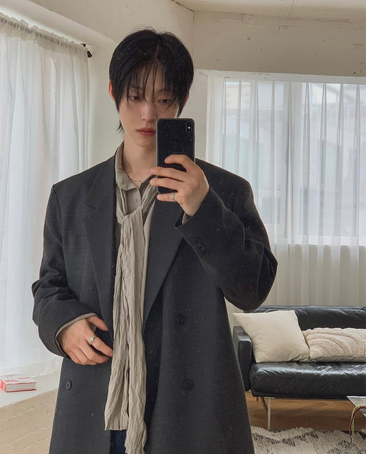 MAGNOLIA Autumn Check Double Jacket & Slacks Setup(CHARCOAL) 商品画像5/42