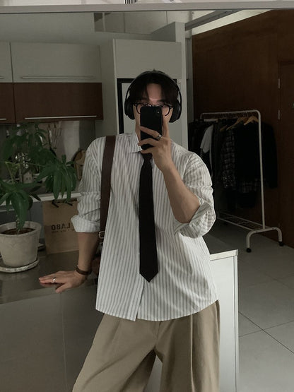 MAGNOLIA Basic Stripe Shirt(スカイブルー) 商品画像2/15
