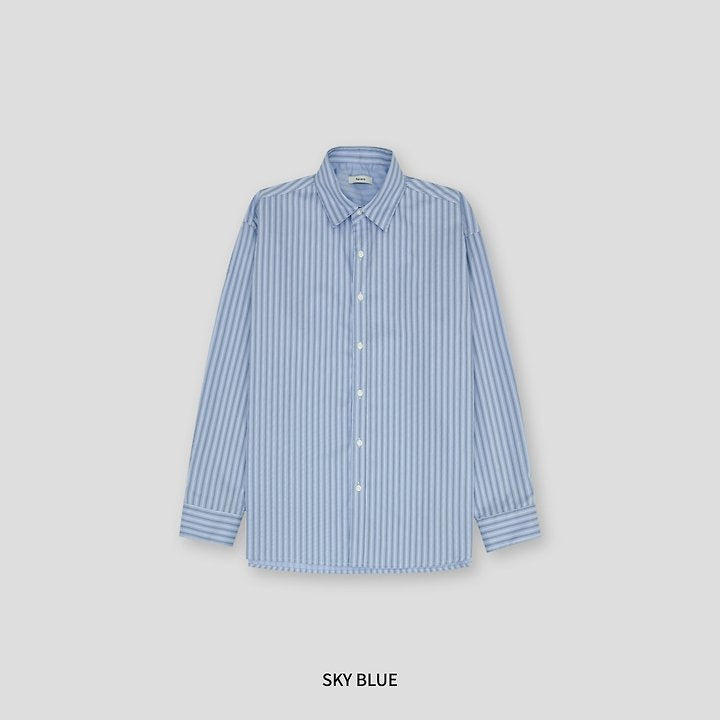 MAGNOLIA Basic Stripe Shirt(スカイブルー) 商品画像11/15