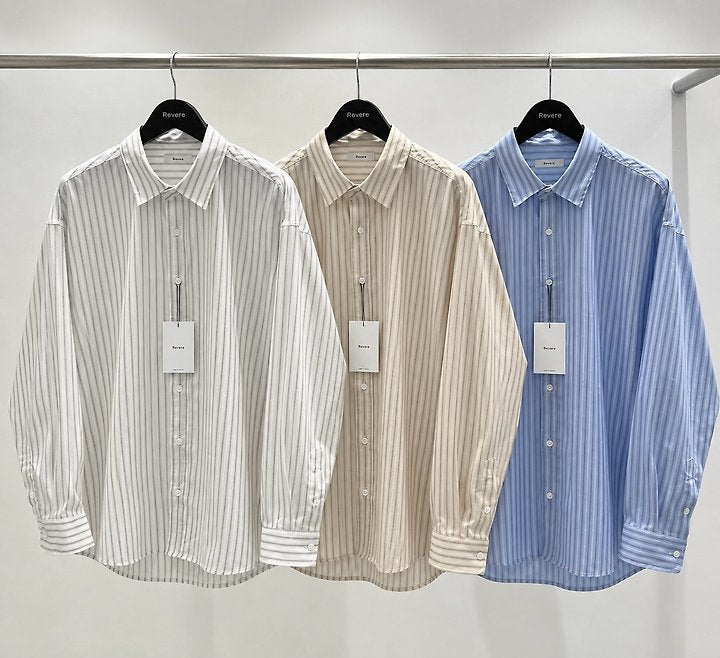 MAGNOLIA Basic Stripe Shirt(スカイブルー) 商品画像13/15