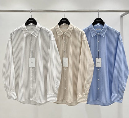 MAGNOLIA Basic Stripe Shirt(スカイブルー) 商品画像13/15