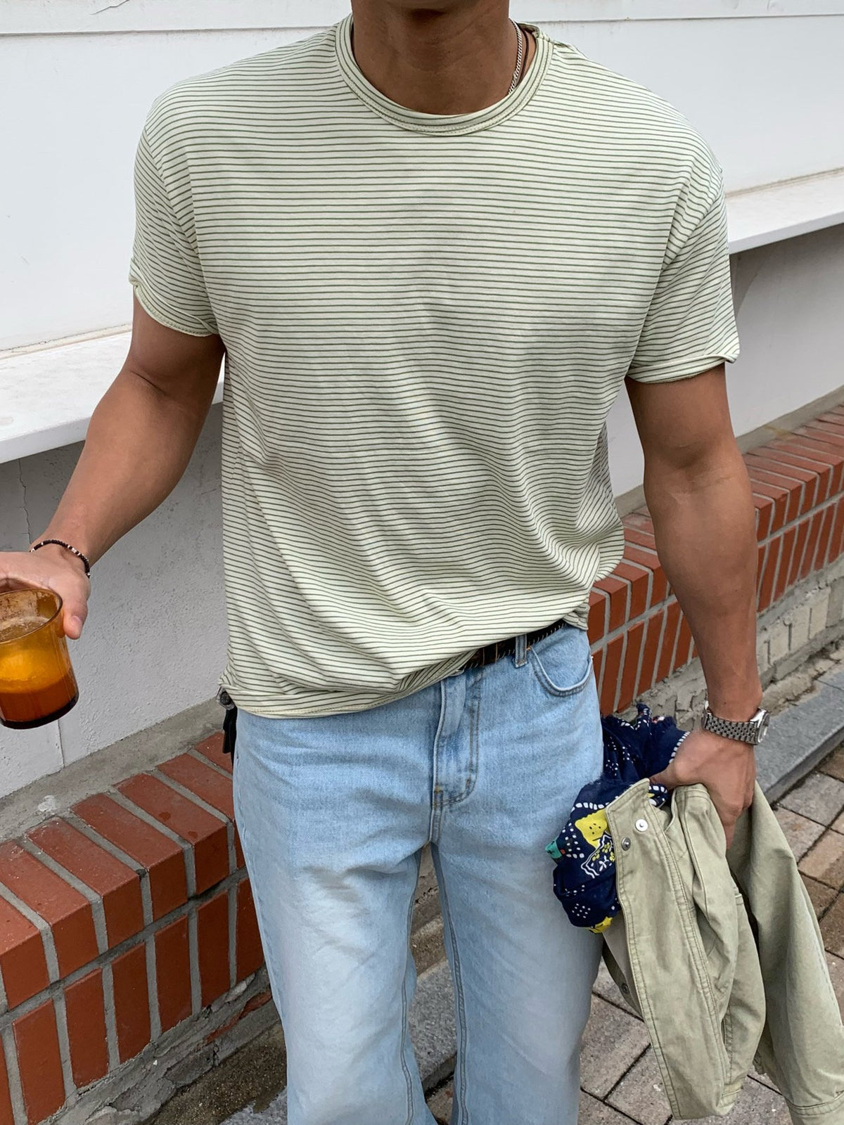 MAGNOLIA Basic Tone Stripe Tee(LIME,BLUE,GRAY) 商品画像3/23