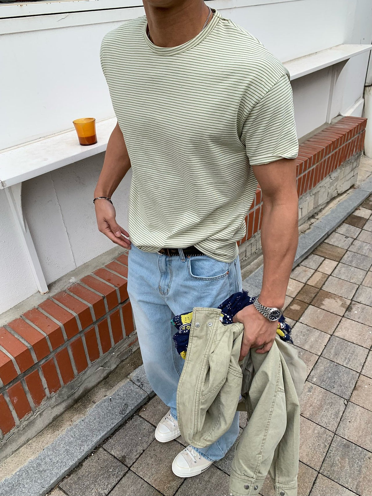 MAGNOLIA Basic Tone Stripe Tee(LIME,BLUE,GRAY) 商品画像4/23