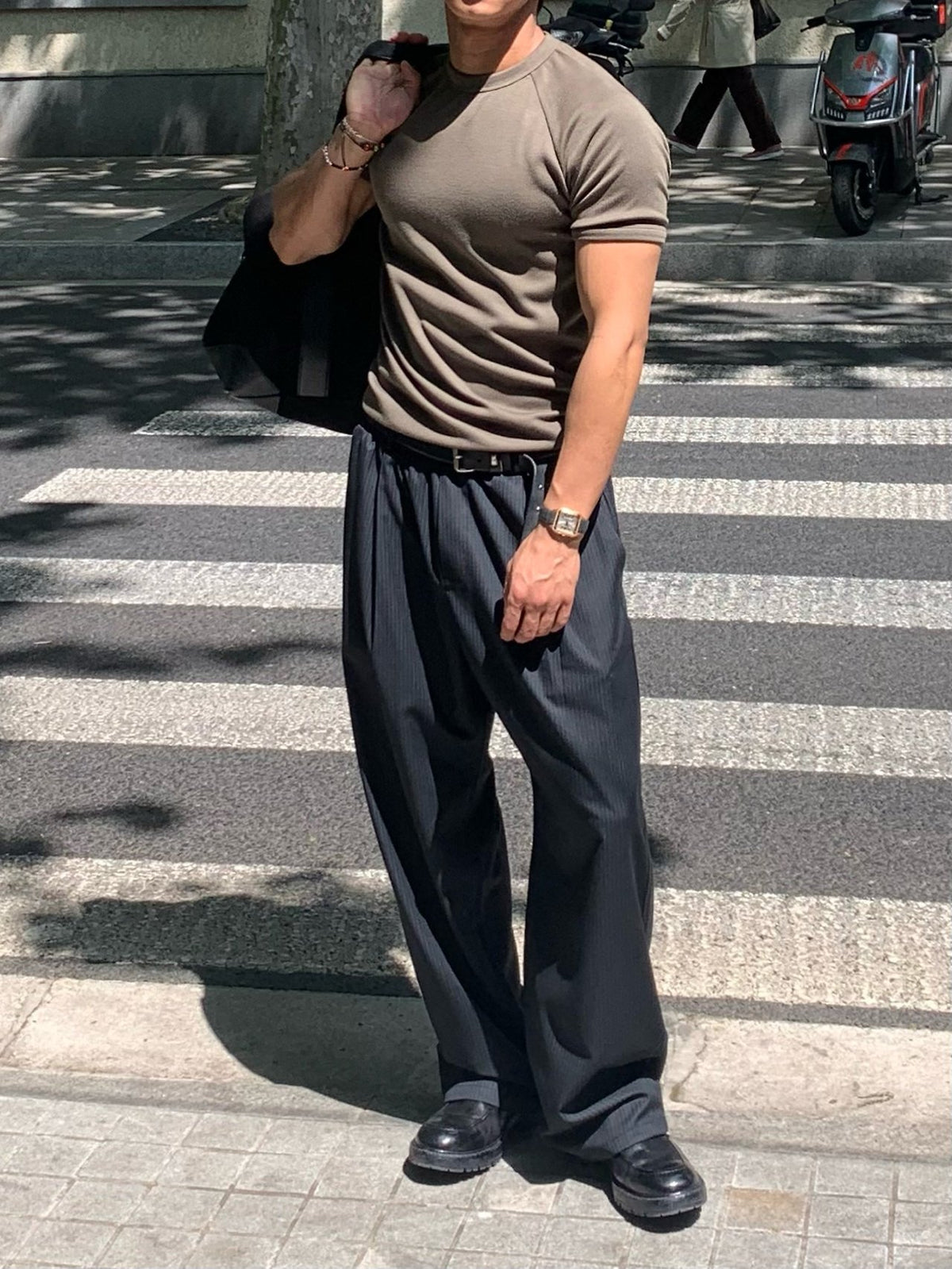 MAGNOLIA Bell Stripe Banding Pants(GRAY,NAVY) 商品画像3/11