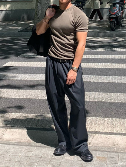MAGNOLIA Bell Stripe Banding Pants(GRAY,NAVY) 商品画像3/11
