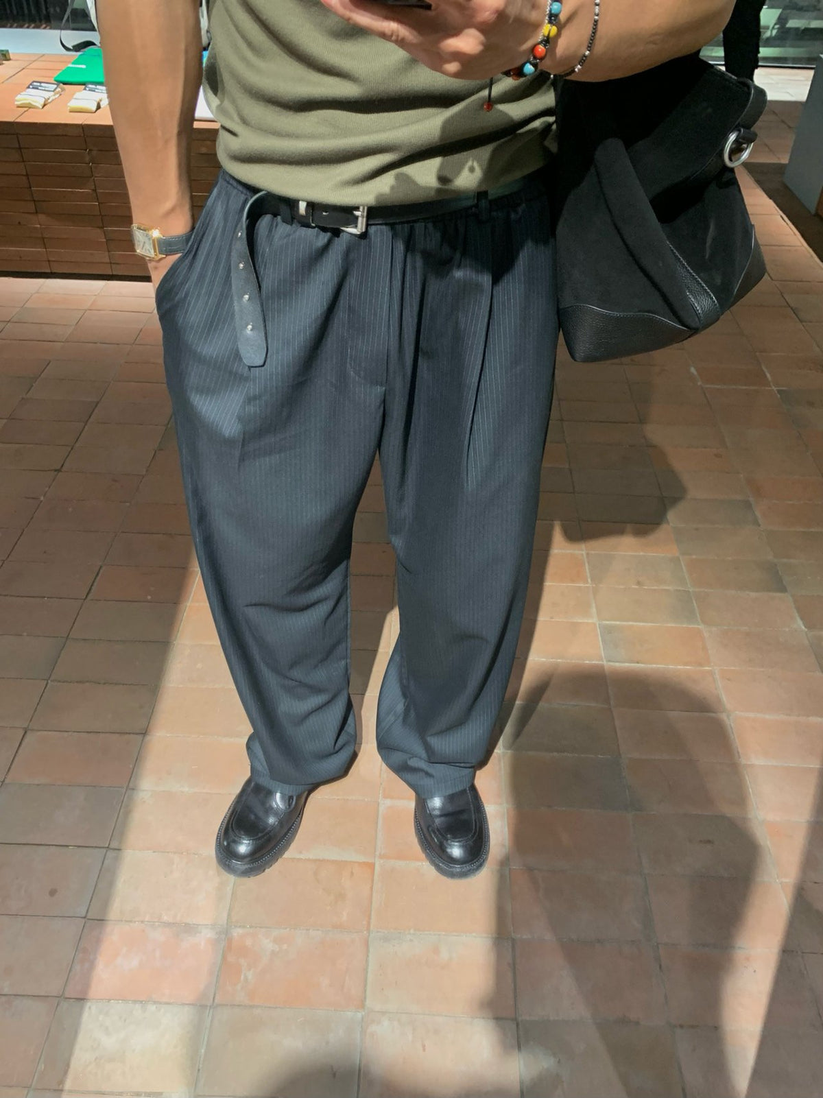 MAGNOLIA Bell Stripe Banding Pants(GRAY,NAVY) 商品画像10/11