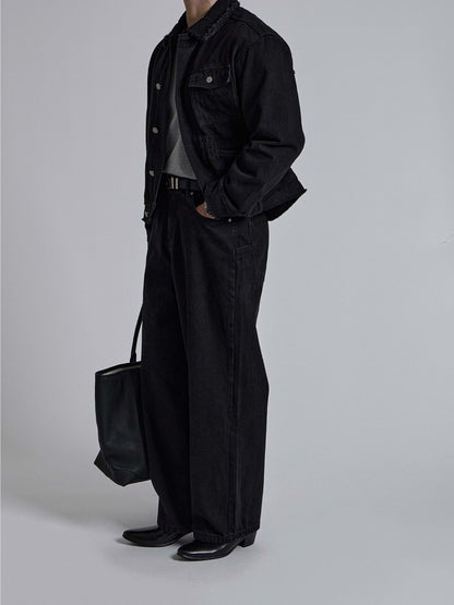 MAGNOLIA Raw Edge Black Denim Trucker Jacket 韓国メンズファッション 13