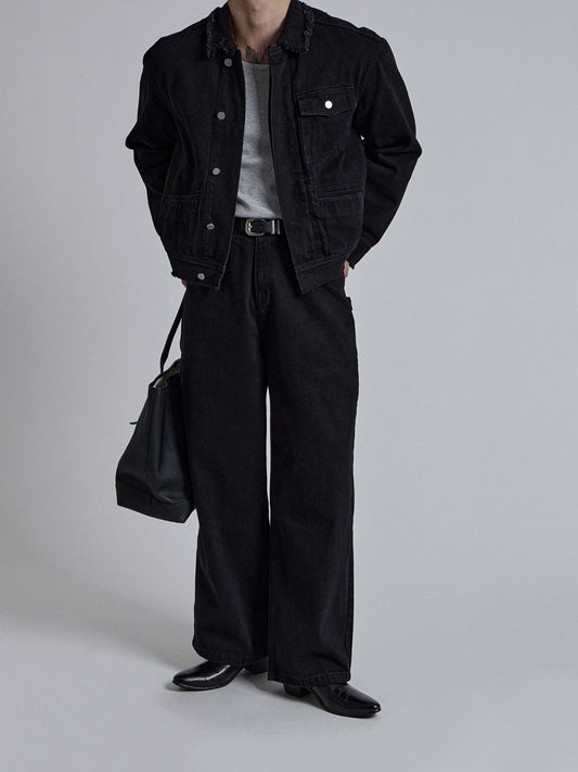MAGNOLIA Black Wide Denim Pants 韓国メンズファッション 01