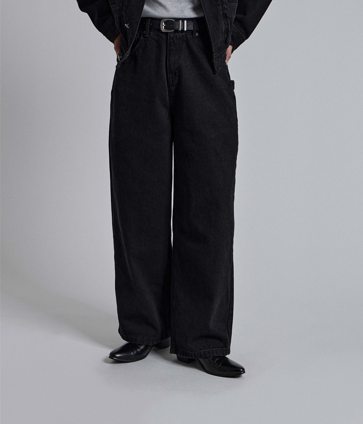 MAGNOLIA Black Wide Denim Pants 韓国メンズファッション 03