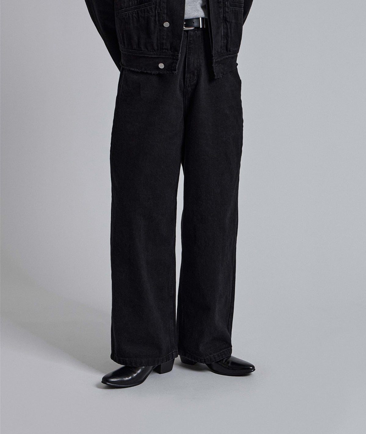 MAGNOLIA Black Wide Denim Pants 韓国メンズファッション 06