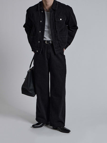MAGNOLIA Black Wide Denim Pants 韓国メンズファッション 12