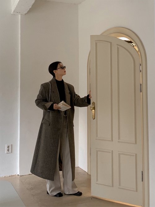 MAGNOLIA Blind Stripe Coat(OATMEAL,CHARCOAL) 商品画像4/9