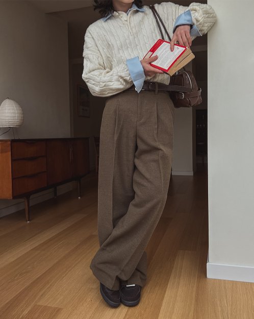MAGNOLIA Bound Wool Slacks(BEIGE,CHARCOAL) 商品画像5/7