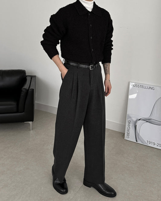 MAGNOLIA Brushed Pintuck Slacks 韓国メンズファッション 01