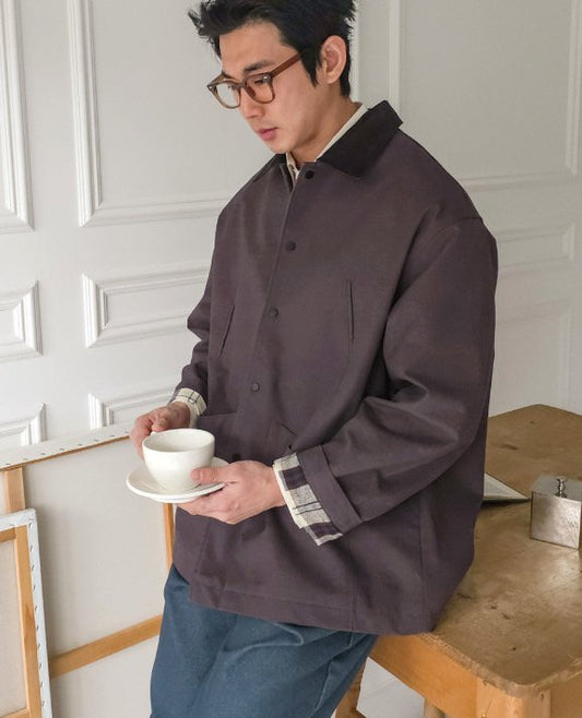 MAGNOLIA Check Lining Cotton Coach Jacket(PURPLE,GRAY) 商品画像1/16