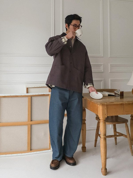 MAGNOLIA Check Lining Cotton Coach Jacket(PURPLE,GRAY) 商品画像2/16