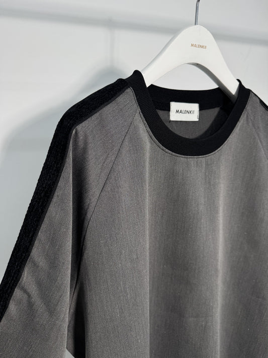 MAGNOLIA Chenille Trim Raglan Long Sleeve Top(GRAY,BLACK) 商品画像4/17