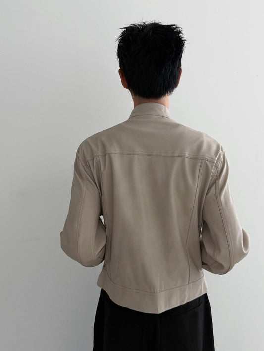 MAGNOLIA Circuit Crop Leather Jacket(IVORY,BLACK) 商品画像4/13