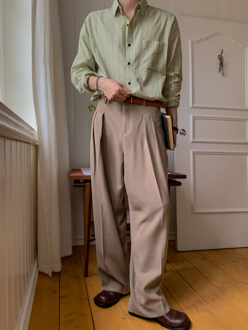 MAGNOLIA Classic Drape Two-Tuck Trousers(IVORY,BLACK,BEIGE) 商品画像2/12