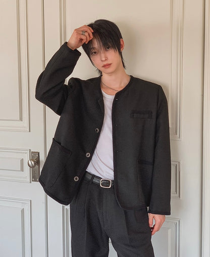 MAGNOLIA Coco Tweed Jacket ブラック 韓国メンズファッション 02