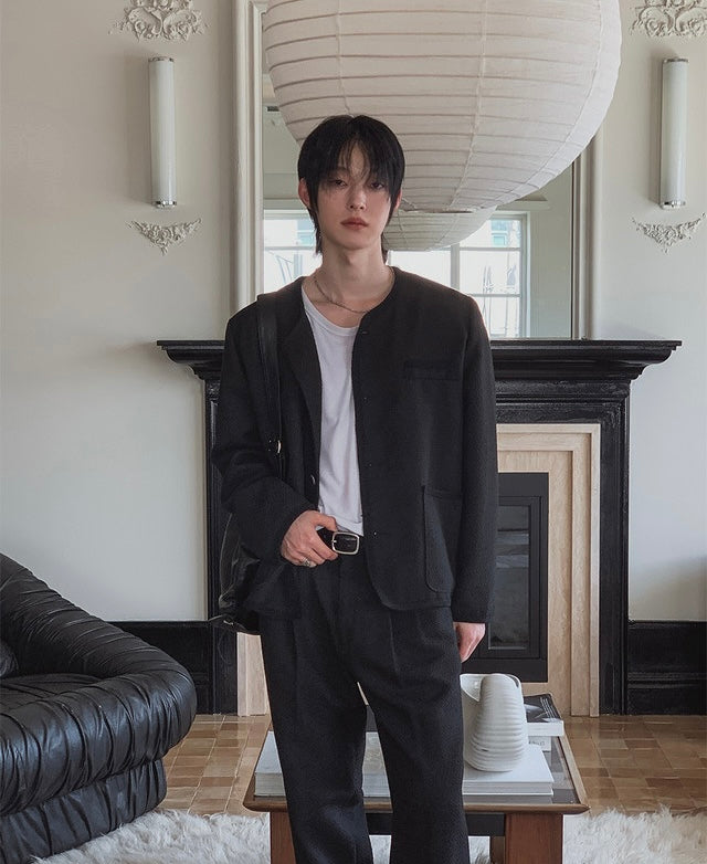 MAGNOLIA Coco Tweed Jacket ブラック 韓国メンズファッション 04