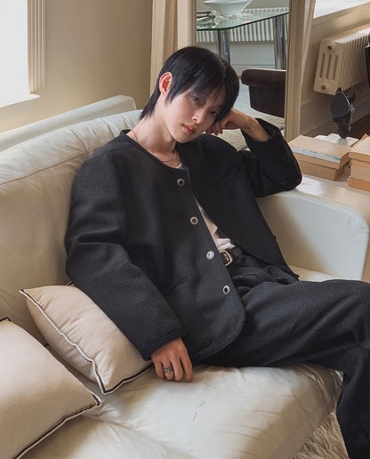 MAGNOLIA Coco Tweed Jacket ブラック 韓国メンズファッション 08