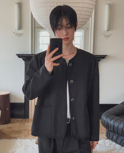 MAGNOLIA Coco Tweed Jacket ブラック 韓国メンズファッション 09