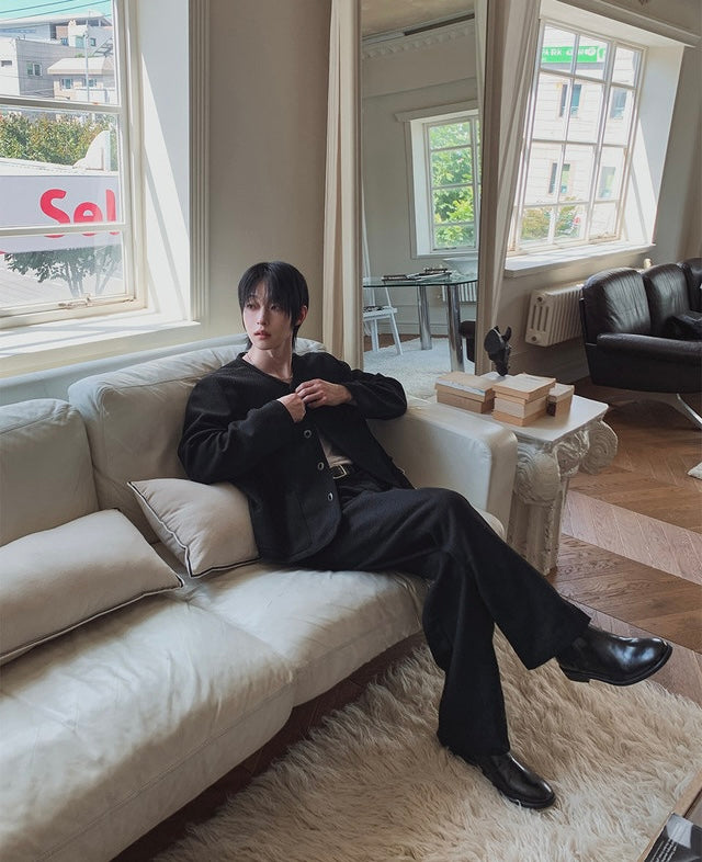 MAGNOLIA Coco Tweed Slacks ブラック 韓国メンズファッション 06