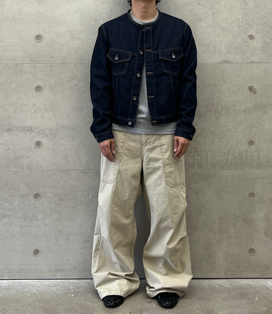 MAGNOLIA Collarless Denim Jacket(DEEP BLUE,BLACK) 商品画像2/14
