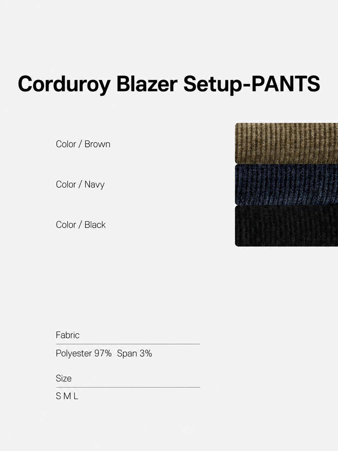 MAGNOLIA Corduroy Blazer Setup(BROWN,NAVY,BLACK) 商品画像12/24