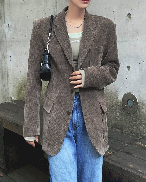 MAGNOLIA Corduroy Blazer Setup(BROWN,NAVY,BLACK) 商品画像21/24