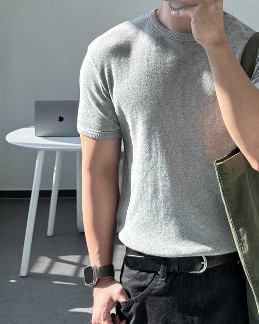 MAGNOLIA Coslo Ribbed Cotton Tee(BLACK,MELANGE(GRAY),WHITE MELANGE) 商品画像2/19