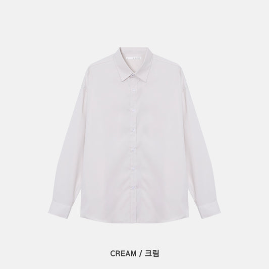 Cotton Blend Oversized Shirt - CREAM