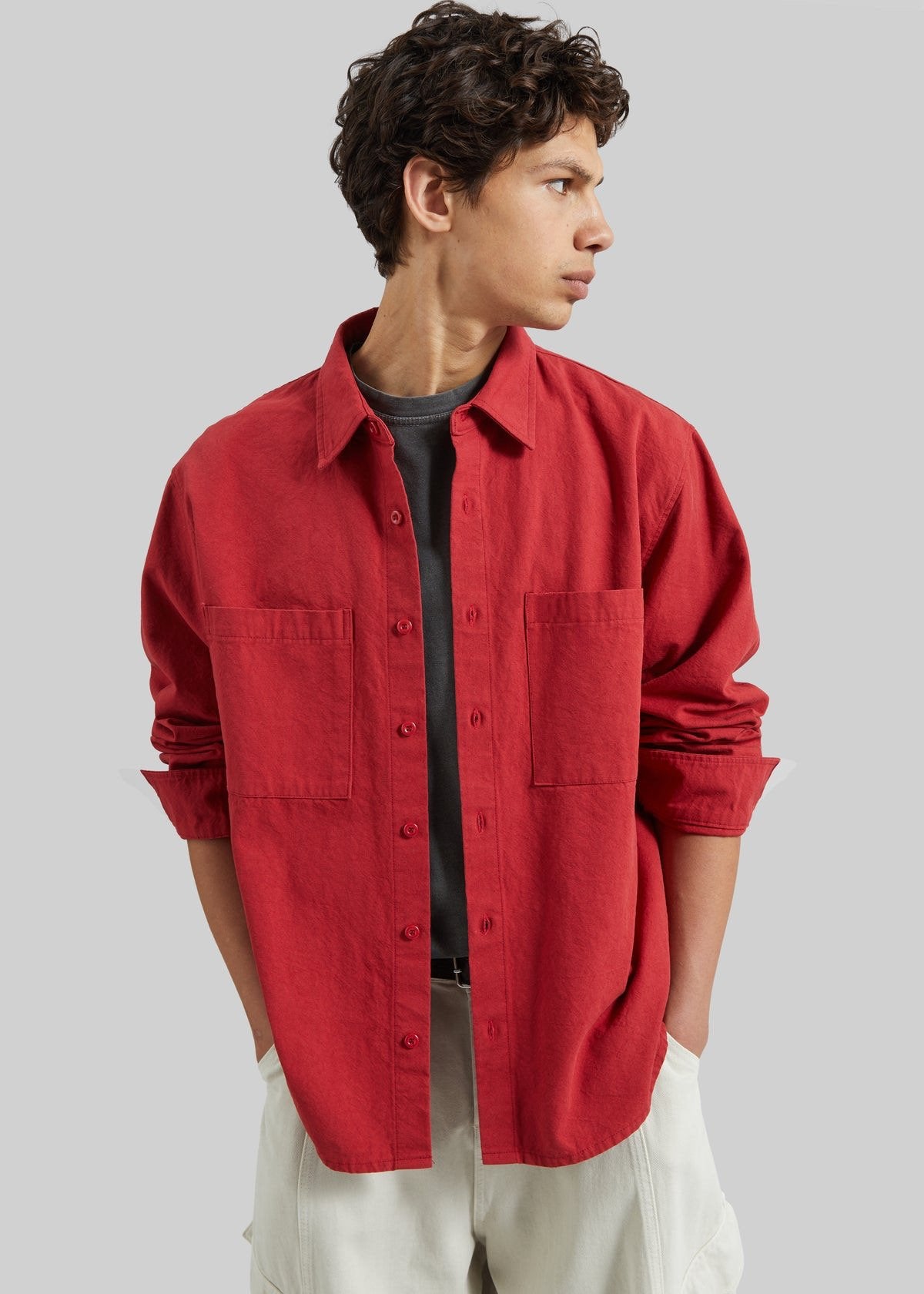 MAGNOLIA Cotton Pocket Overshirt(WHITE,YELLOW,RED,GREEN) 商品画像8/22